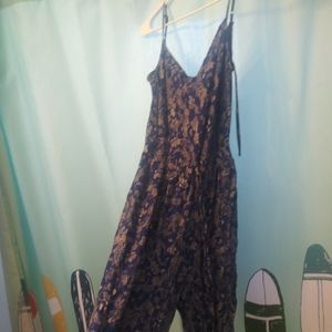 Forever 21 blue paisley bohemian jumpsuit